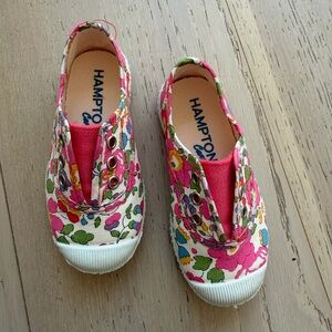Hamptons Kids Floral Slip-On Shoes - Pink and White